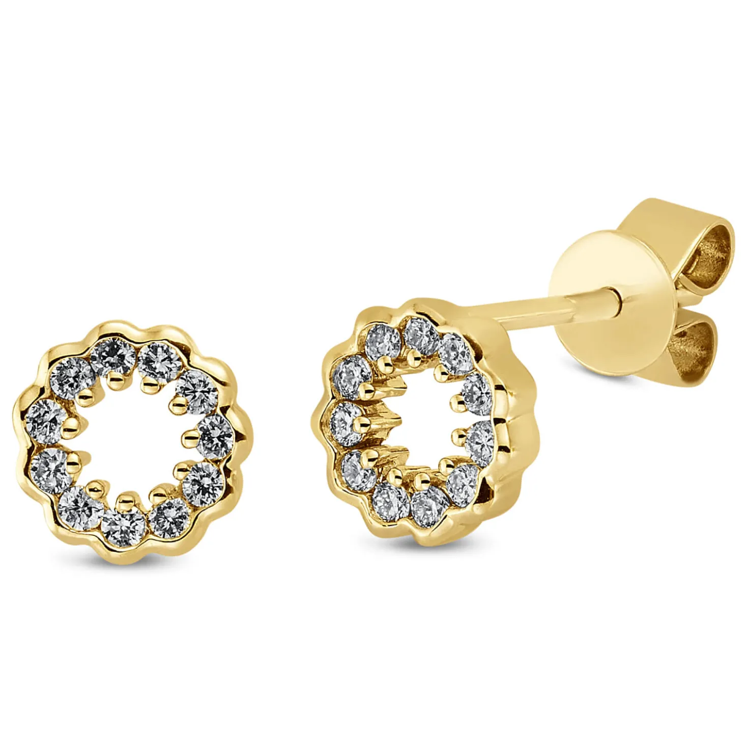 Ohrstecker aus 750 Gold Gelbgold 22 Brillanten 0,15ct TW-SI Ø6,2mm