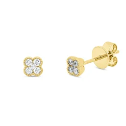 Ohrstecker aus 750 Gold Gelbgold 10 Brillanten 0,15ct TW-SI 4,4x4,4mm