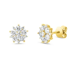 Ohrstecker aus 585 Gold Gelbgold 22 Diamanten 1,11ct I-SI Ø8,8mm