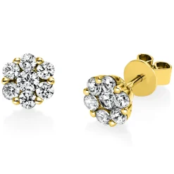 Ohrstecker aus 585 Gold Gelbgold 14 Diamanten 1,07ct TW-SI B:7,9mm