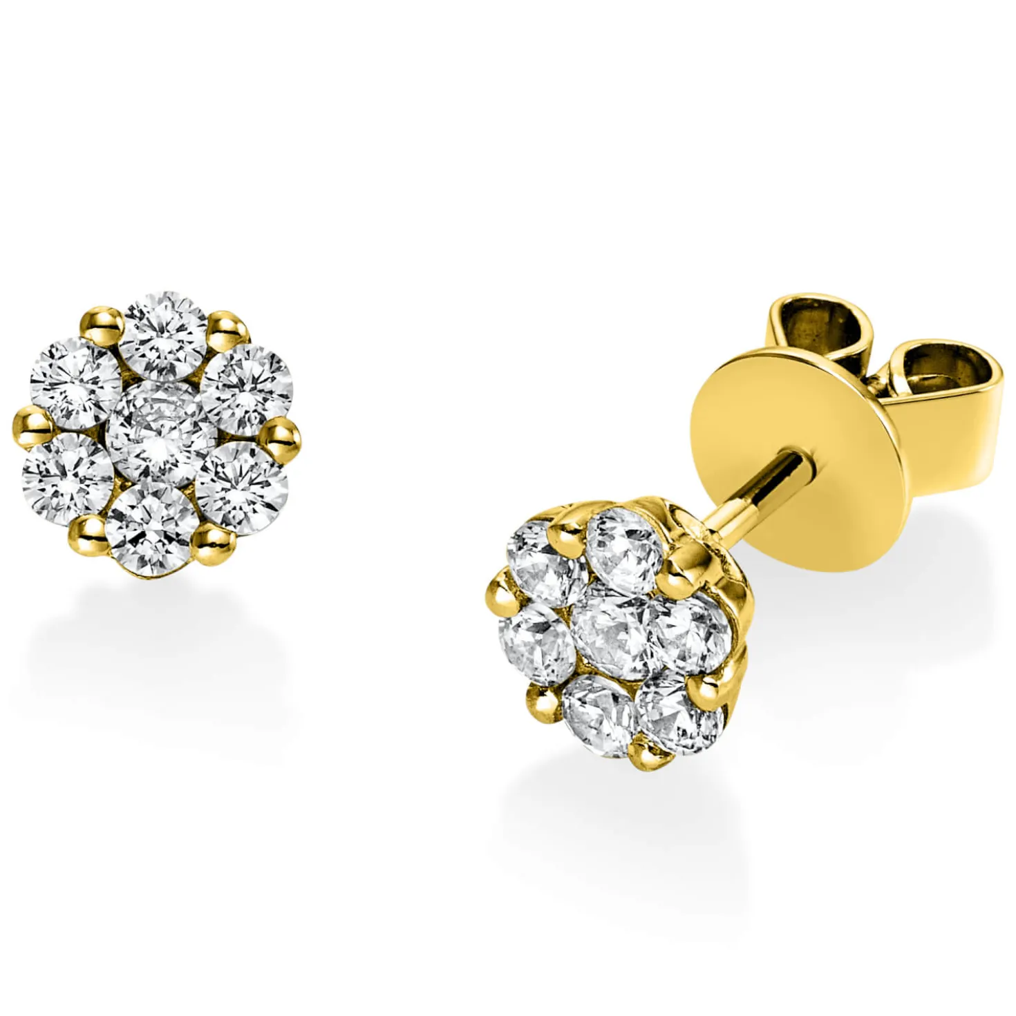 Ohrstecker aus 750 Gold Gelbgold 14 Diamanten 0,53ct TW-SI B:6,1mm