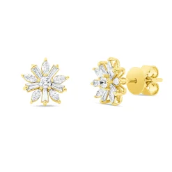 Ohrstecker aus 750 Gold Gelbgold 22 Diamanten 0,52ct TW-SI 9x9,2mm