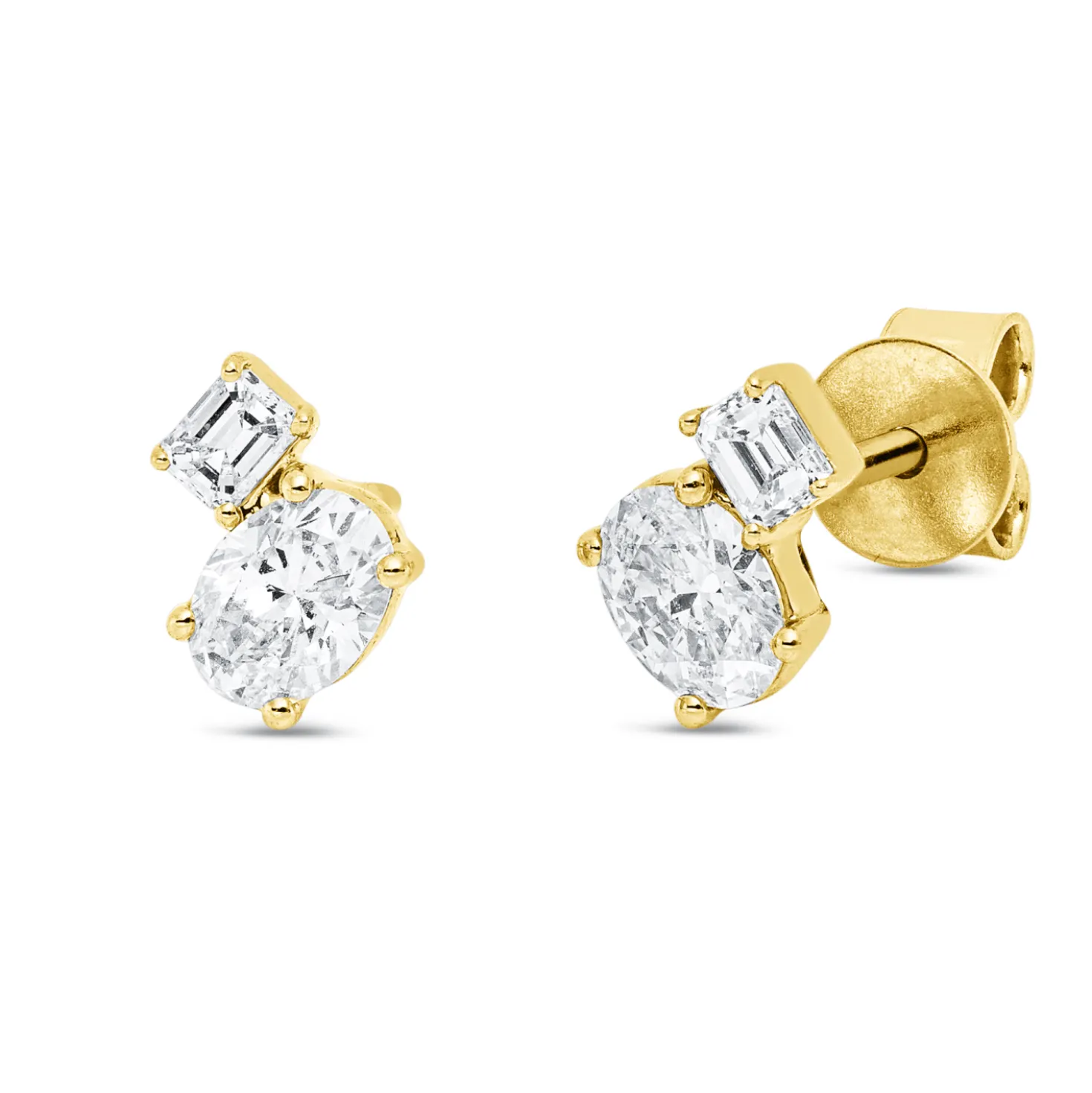 Ohrstecker aus 750 Gold Gelbgold 4 Diamanten 0,66ct TW-SI 7,4x5,1mm