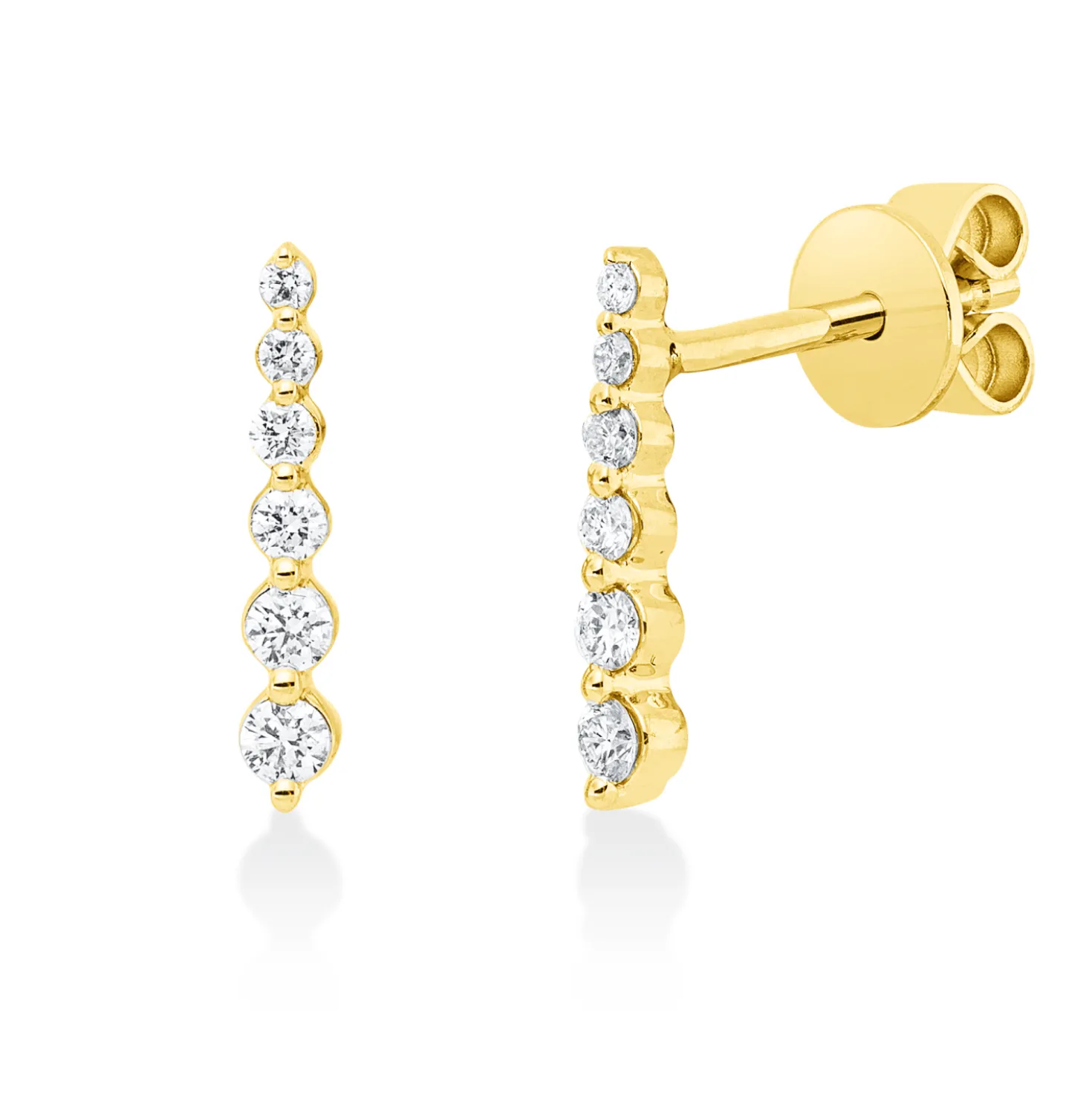 Ohrstecker aus 750 Gold Gelbgold 12 Diamanten 0,2ct TW-SI 12,3x2,3mm