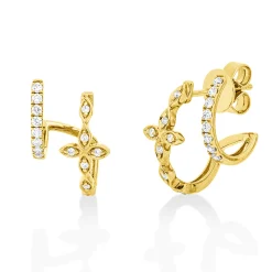 Ohrstecker aus 750 Gold Gelbgold 30 Diamanten 0,32ct TW-SI 18x11,1mm