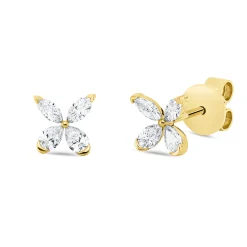 Ohrstecker aus 750 Gold Gelbgold 8 Diamanten 0,43ct TW-SI 6,3x6,4mm