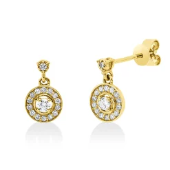 Ohrstecker aus 750 Gold Gelbgold 32 Diamanten 0,25ct TW-SI 11,5x6,8mm