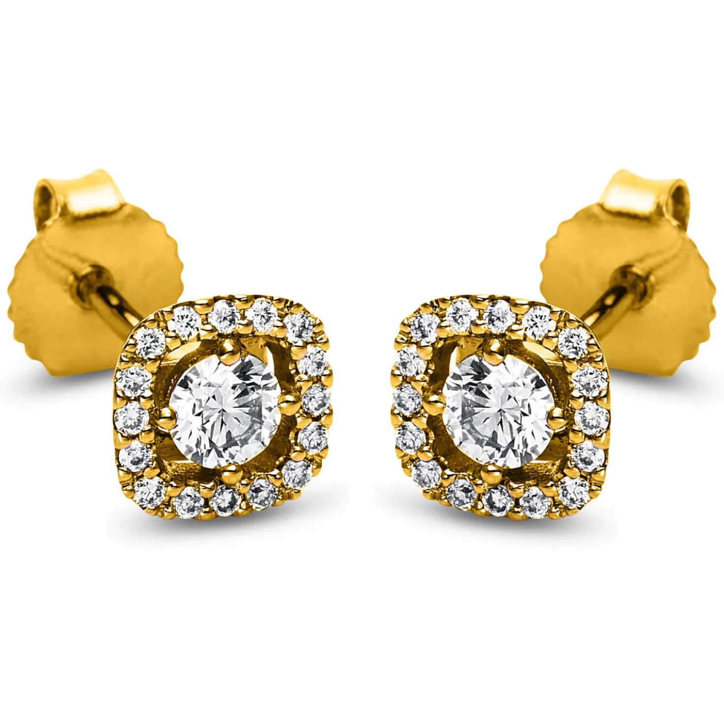 Ohrstecker aus 750 Gold Gelbgold 34 Diamanten 0,37ct TW-SI 6,2x6,2mm 4er-Krappe