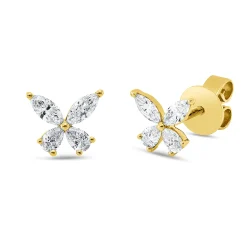 Ohrstecker aus 750 Gold Gelbgold 8 Diamanten 0,36ct TW-VSI/SI 5,6x6,8mm