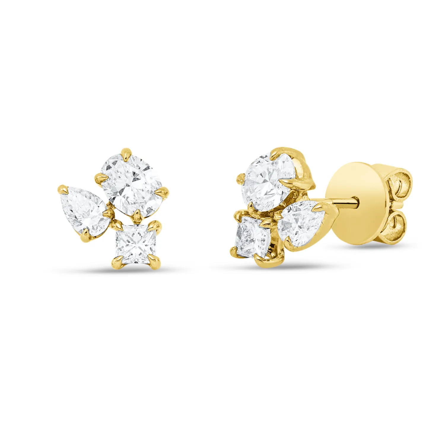 Ohrstecker aus 750 Gold Gelbgold 6 Diamanten 1,21ct TW-VSI 9,1x7,2mm