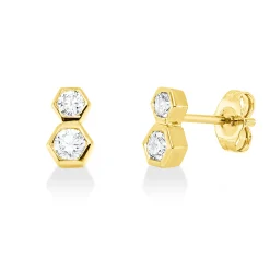 Ohrstecker aus 585 Gold Gelbgold 4 Diamanten 0,4ct W-SI/PI 8,2x4,7mm