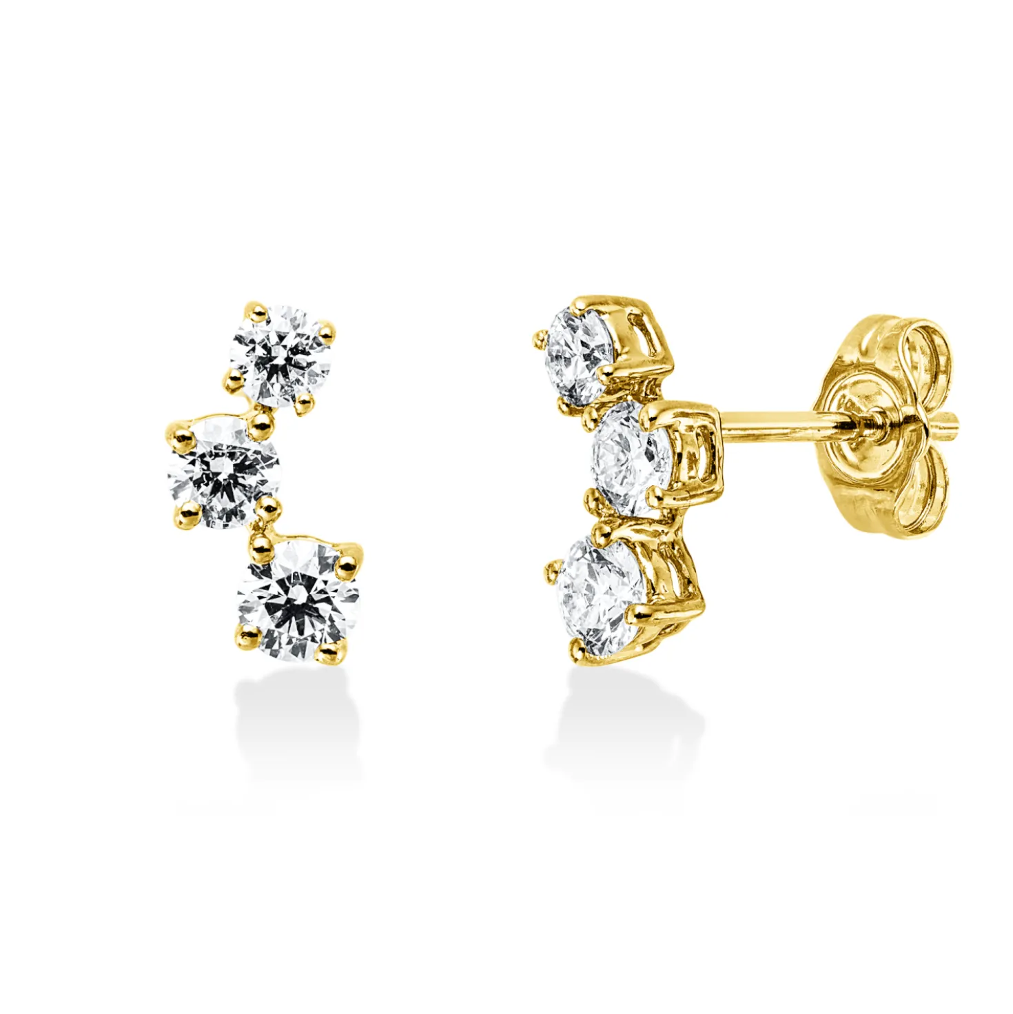 Ohrstecker aus 585 Gold Gelbgold 6 Diamanten 0,74ct W-SI 10,3x5,2mm
