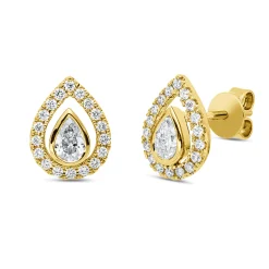 Ohrstecker aus 585 Gold Gelbgold 38 Diamanten 0,75ct 35,5x33mm