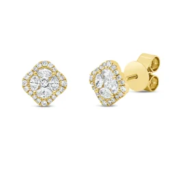Ohrstecker aus 750 Gold Gelbgold 50 Diamanten 0,56ct 8,2x8,2mm