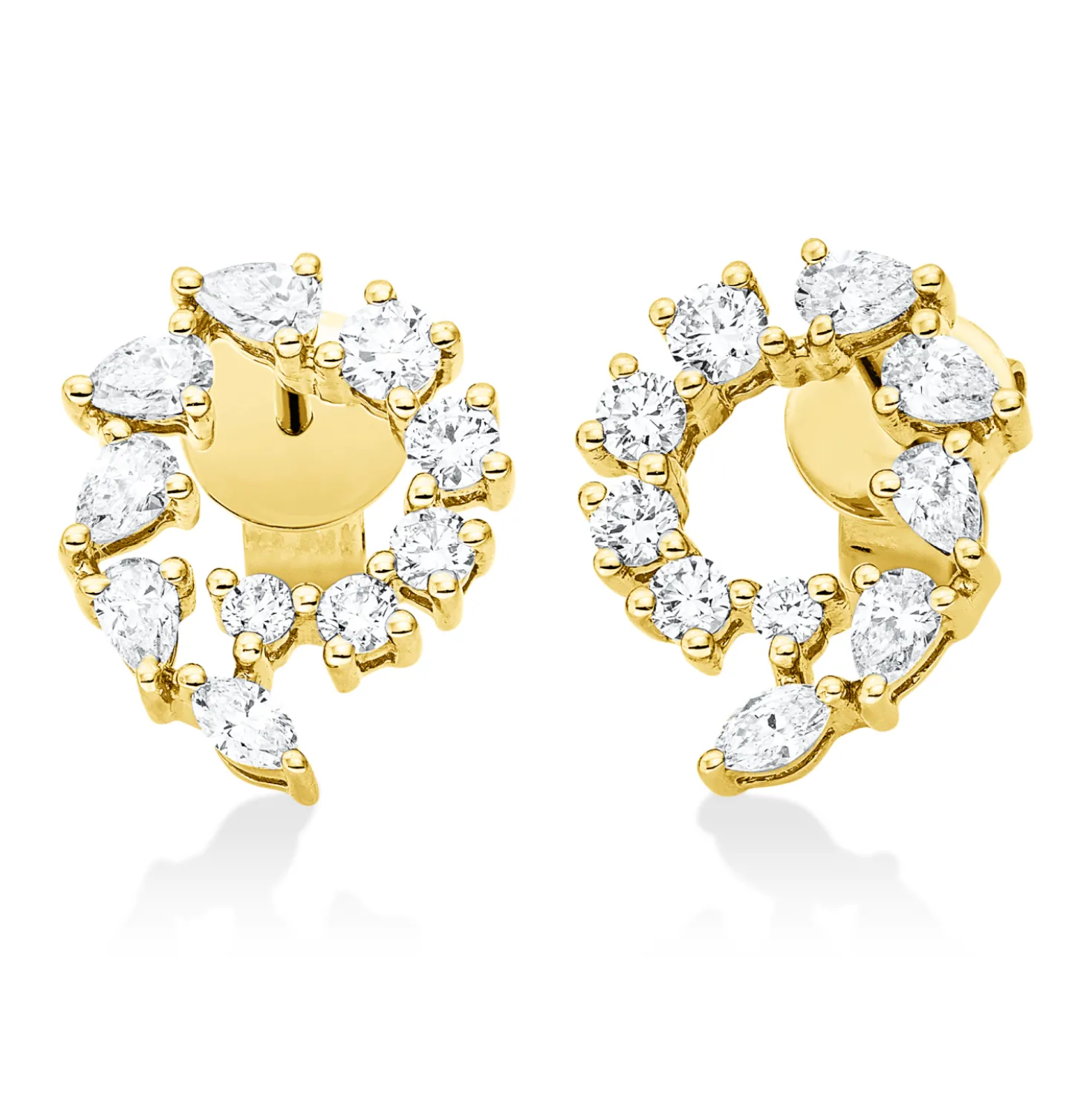 Ohrstecker aus 750 Gold Gelbgold 20 Diamanten 0,79ct 10,8x11,6mm