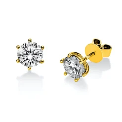 Ohrstecker aus 750 Gold Gelbgold mit 2 Diamanten Brillanten 1,40 Ct. 6er-Krappe