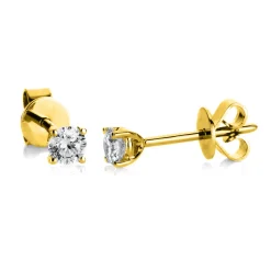 Ohrstecker aus 750 Gold Gelbgold mit 2 Diamanten Brillanten 0,30 Ct. 4er-Krappe