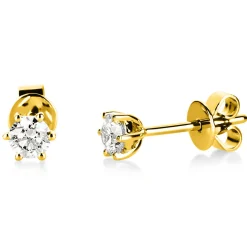 Ohrstecker aus 750 Gold Gelbgold mit 2 Diamanten Brillanten 0,40 Ct. 6er-Krappe