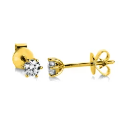 Ohrstecker aus 750 Gold Gelbgold mit 2 Diamanten Brillanten 0,60 Ct. 6er-Krappe