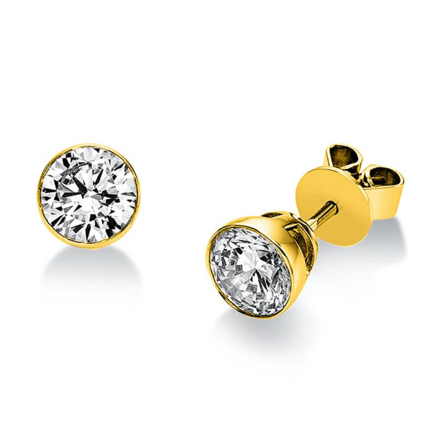 Ohrstecker aus 585 Gold Gelbgold mit 2 Diamanten Brillanten 1,40 Ct. Zarge