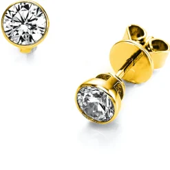 Ohrstecker aus 585 Gold Gelbgold mit 2 Diamanten Brillanten 0,80 Ct. Zarge