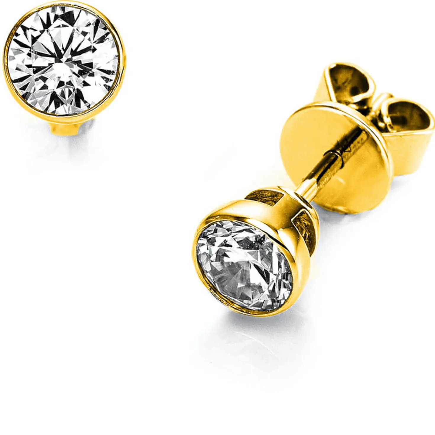 Ohrstecker aus 750 Gold Gelbgold mit 2 Diamanten Brillanten 0,80 Ct. Zarge