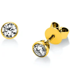 Ohrstecker aus 750 Gold Gelbgold mit 2 Diamanten Brillanten 0,60 Ct. Zarge