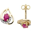 Ohrstecker aus 333 Gold Gelbgold mit Rubin rot & 14 Zirkonia Ohrringe Ohrschmuck