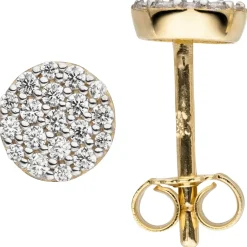 Ohrstecker aus 333 Gold Gelbgold mit 38 Zirkonia Ohrringe Ohrschmuck Damen