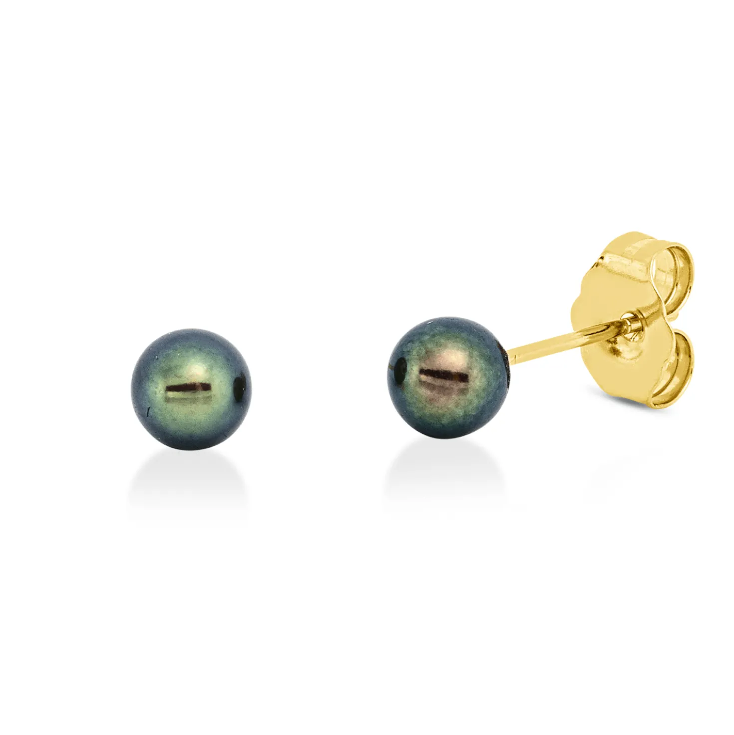 Ohrstecker aus 750 Gold Gelbgold 2 Süßwasser-Perlen 4mm schwarz