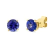 Ohrstecker aus 585 Gold Gelbgold 2 Tansanite 3,14ct blau Ø7mm 4er-Krappe
