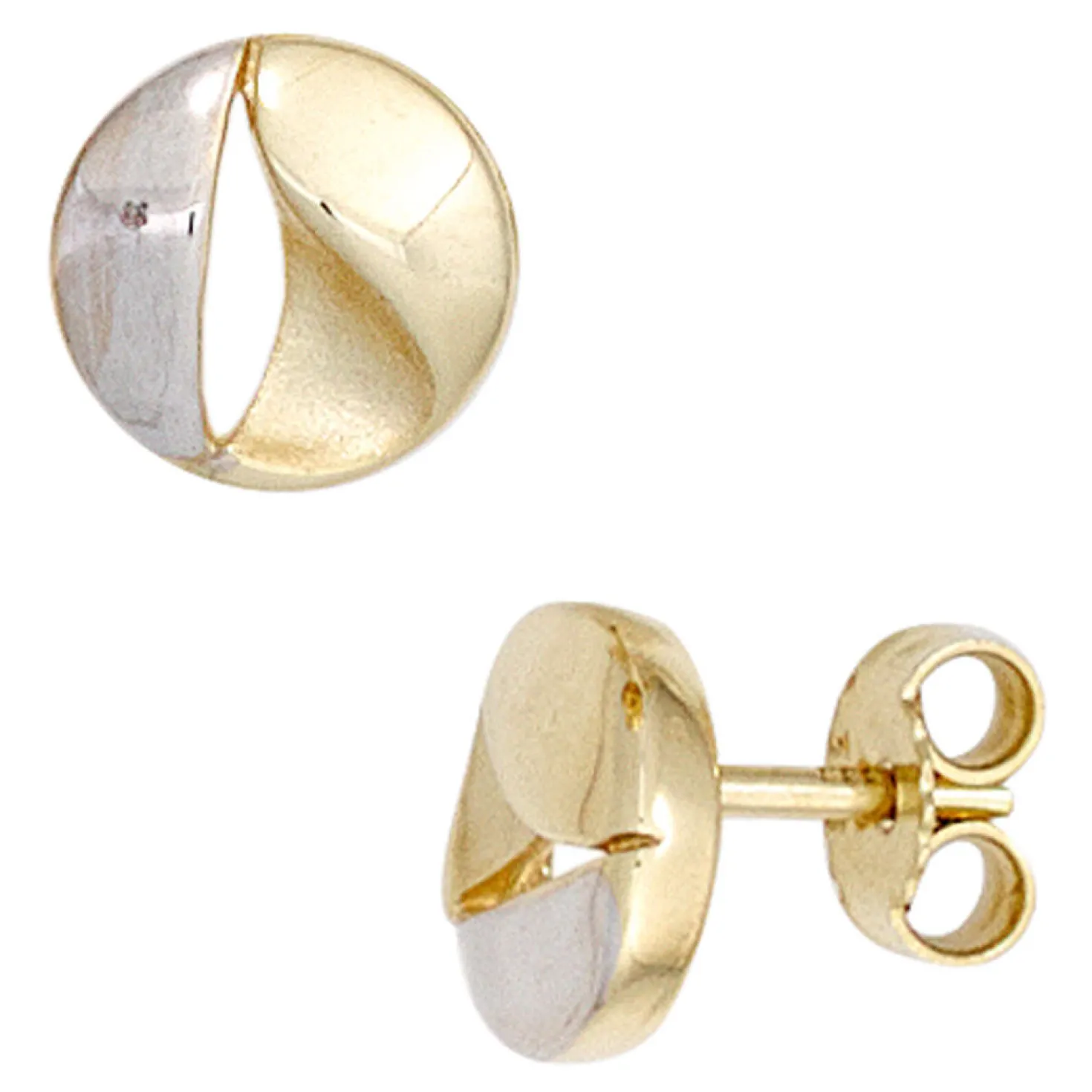 Ohrstecker aus 333 Gold Gelbgold teilmatt rund kreisförmig 7,5mm Damen