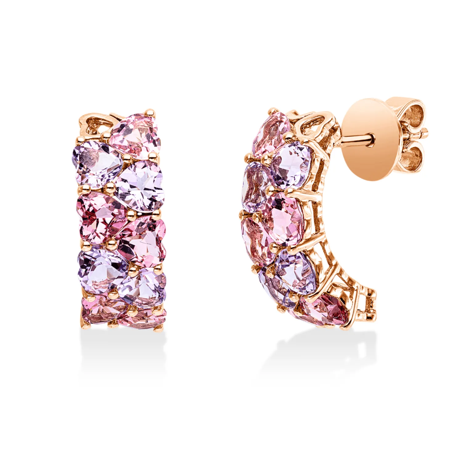 Ohrstecker aus 750 Gold Rotgold 18 Amethyste 4,2ct pink 18x69mm