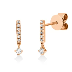 Ohrstecker aus 750 Gold Rotgold 14 Brillanten 0,1ct I-SI 11x2,5mm