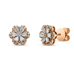 Ohrstecker aus 750 Gold Rotgold 74 Diamanten 0,64ct TW-SI 9,3x9,3mm