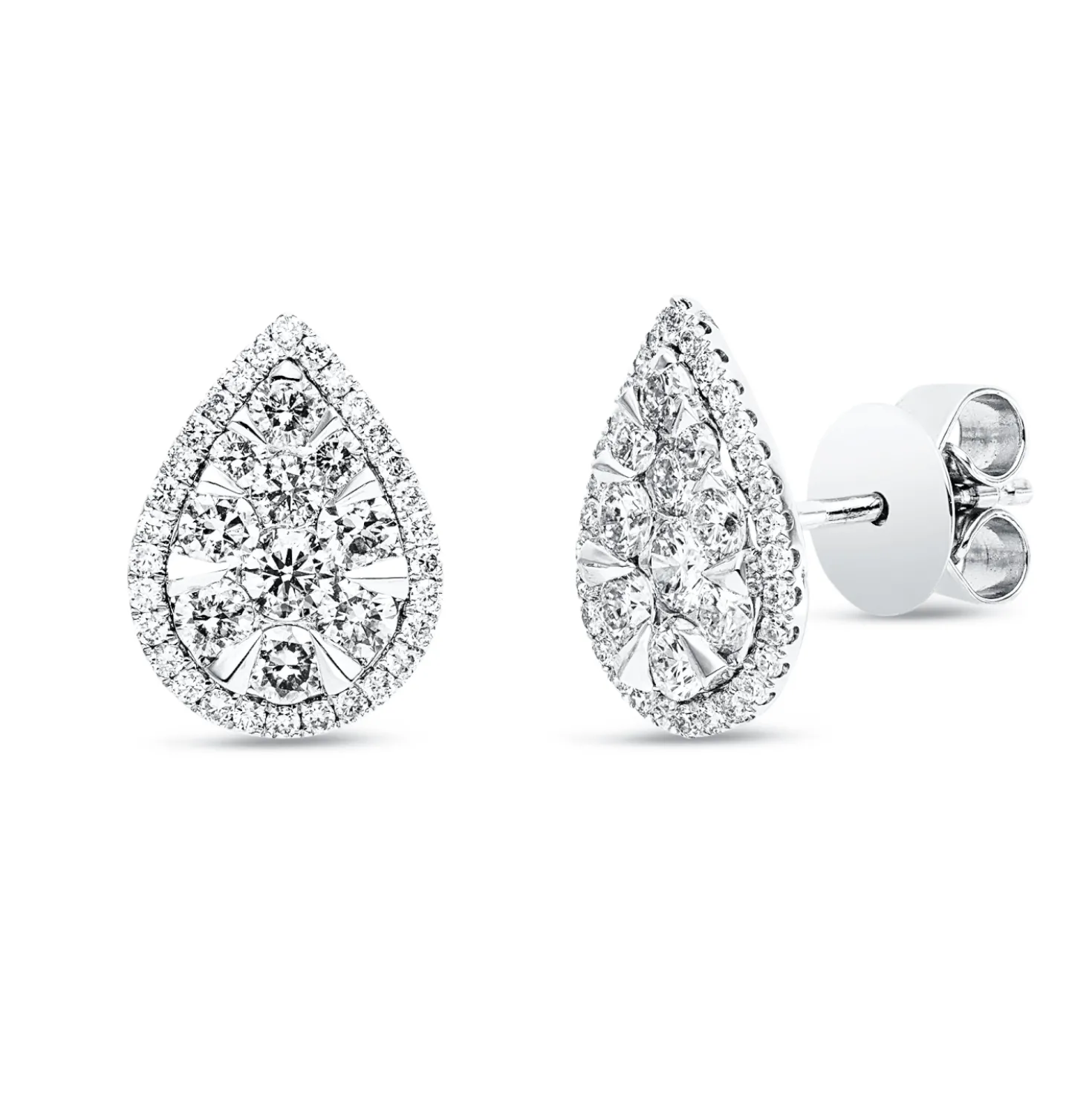 Ohrstecker aus 950 Gold weiß 80 Diamanten 1,05ct TW-SI 12,2x18,9mm
