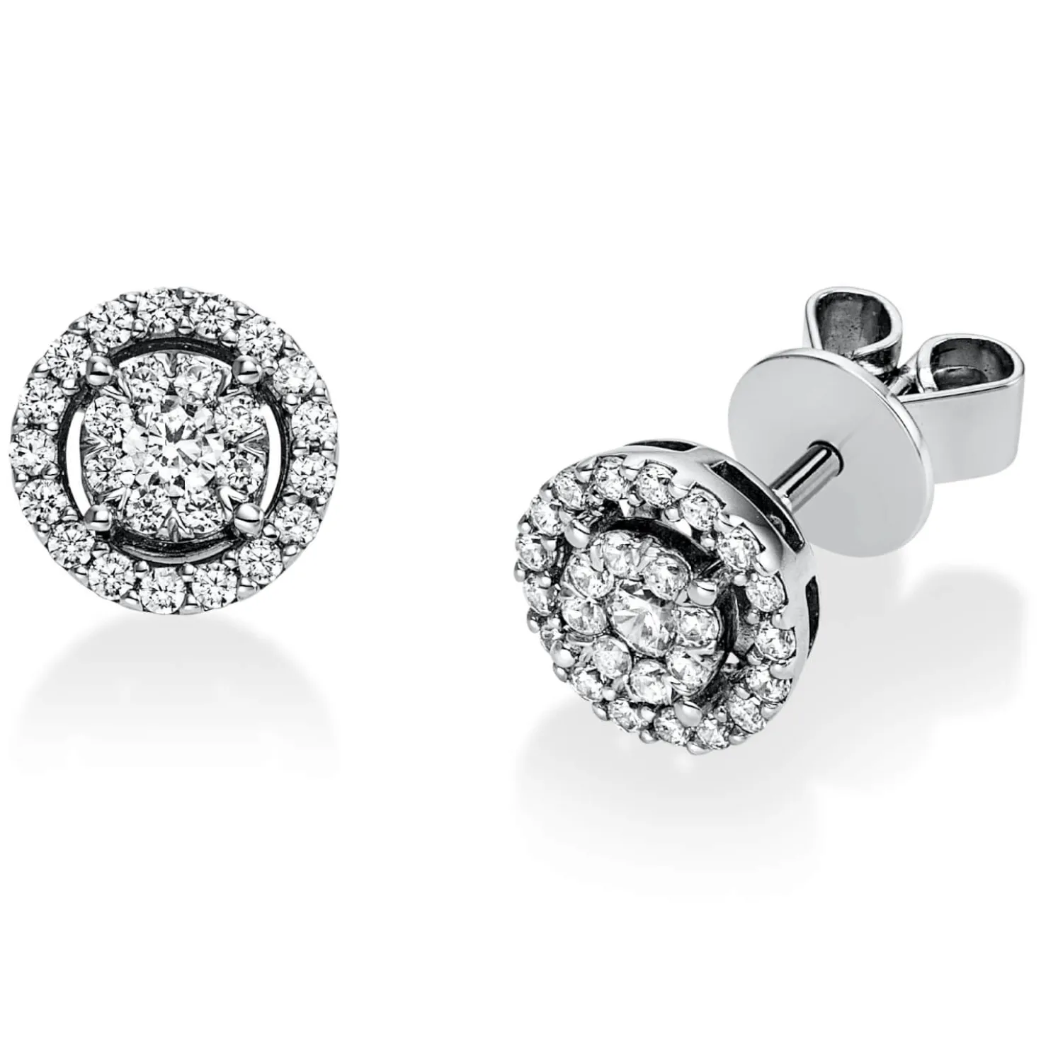 Ohrstecker aus 585 Gold Weißgold 52 Brillanten 0,38ct TW-SI Ø7,4mm