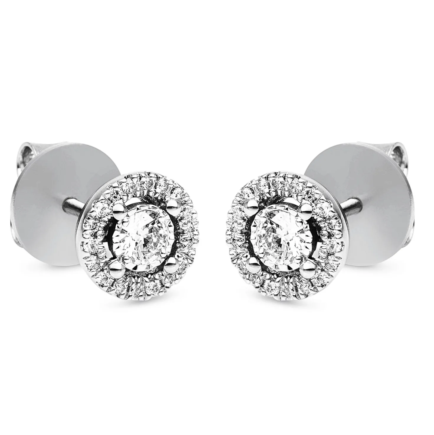 Ohrstecker aus 750 Gold Weißgold 38 Brillanten 0,3ct TW-SI Ø7mm
