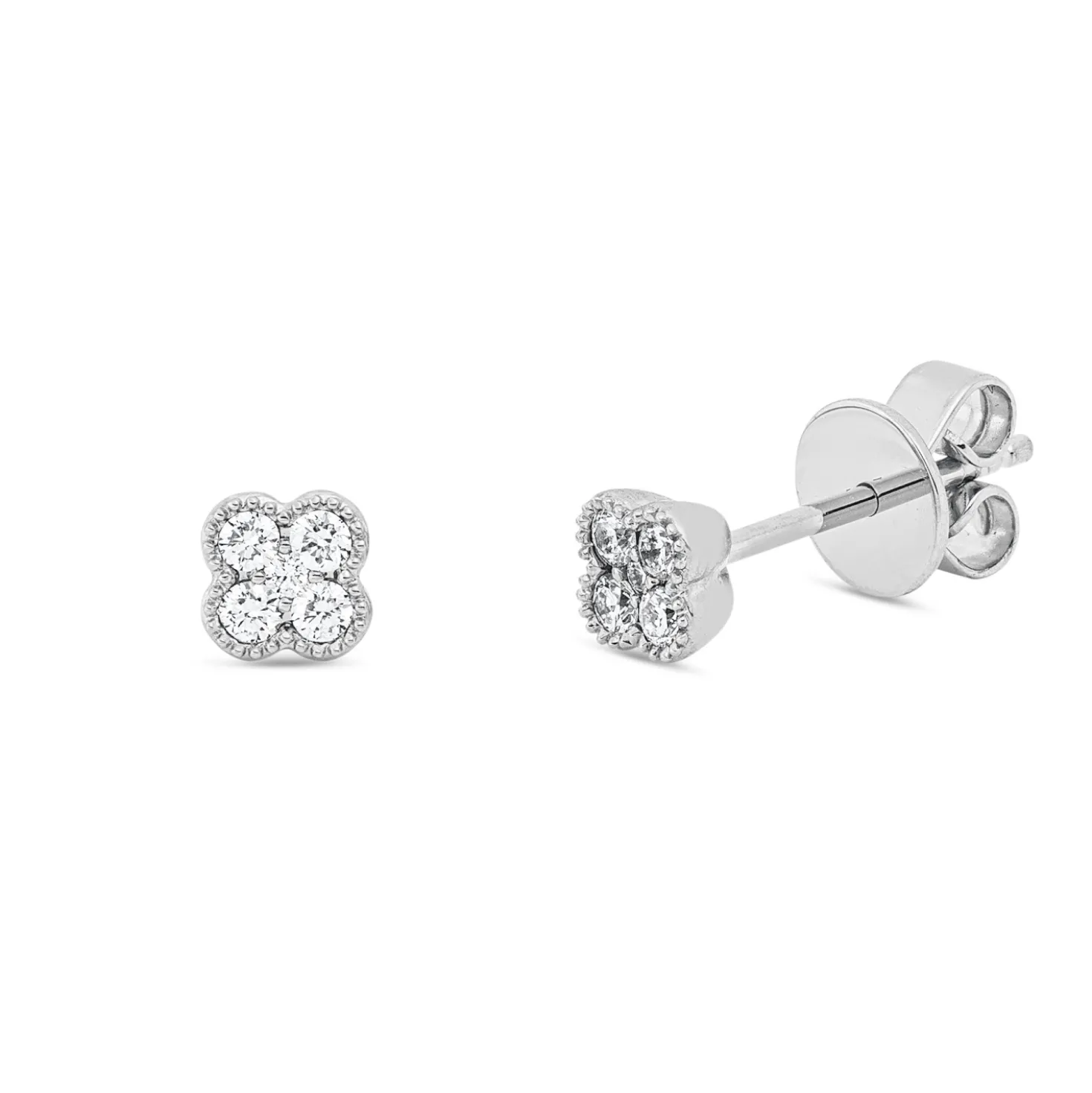 Ohrstecker aus 750 Gold Weißgold 10 Brillanten 0,15ct TW-SI 4,4x4,4mm