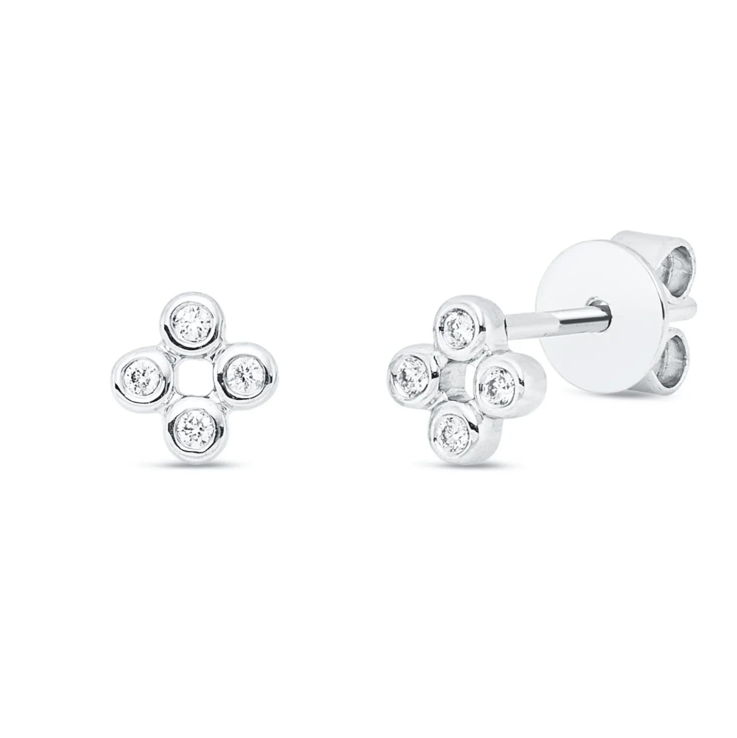 Ohrstecker aus 750 Gold Weißgold 8 Brillanten 0,05ct W-SI 4,9x4,9mm
