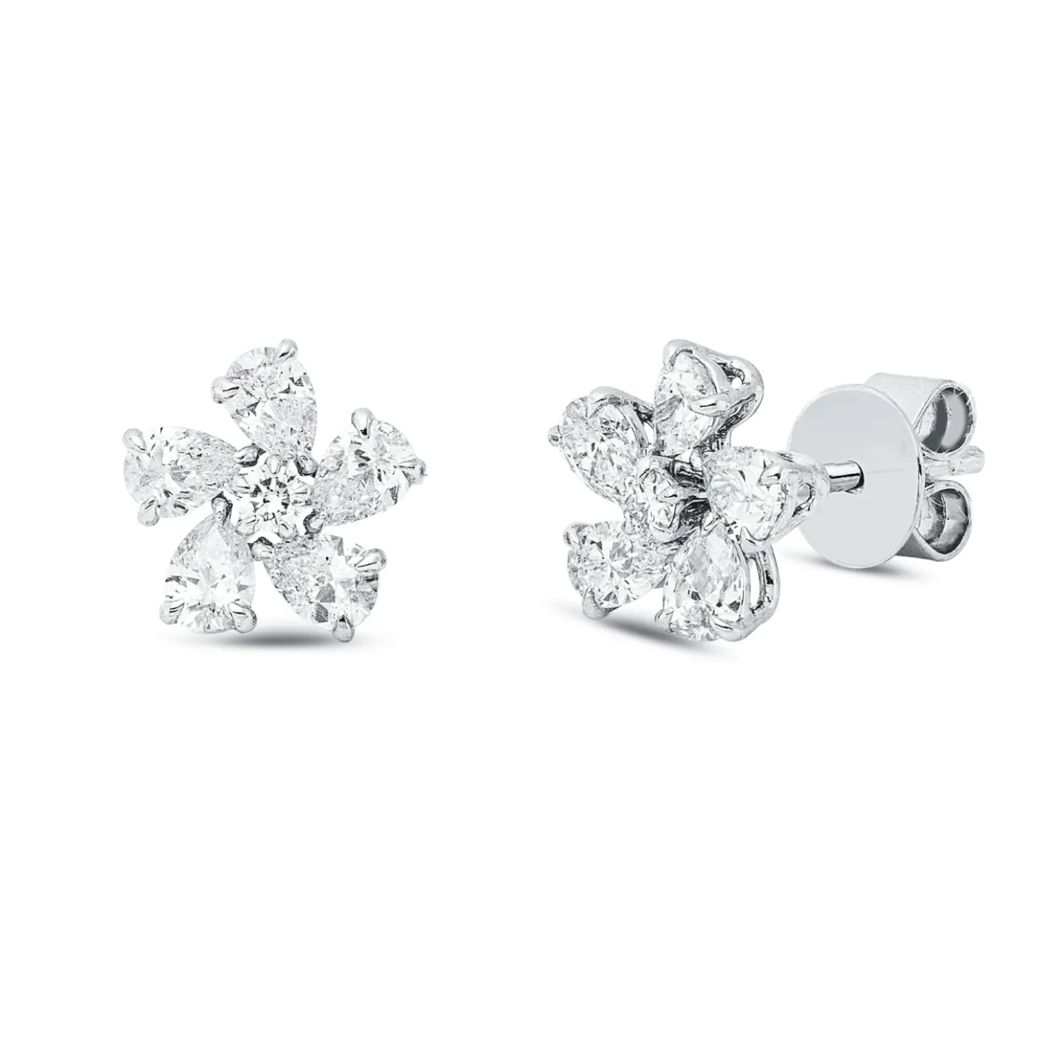Ohrstecker aus 750 Gold Weißgold 12 Diamanten 0,75ct Ø7,7mm