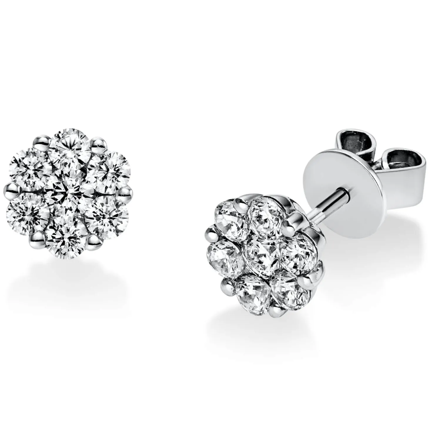 Ohrstecker aus 585 Gold Weißgold 14 Diamanten 0,85ct TW-SI B:7,1mm