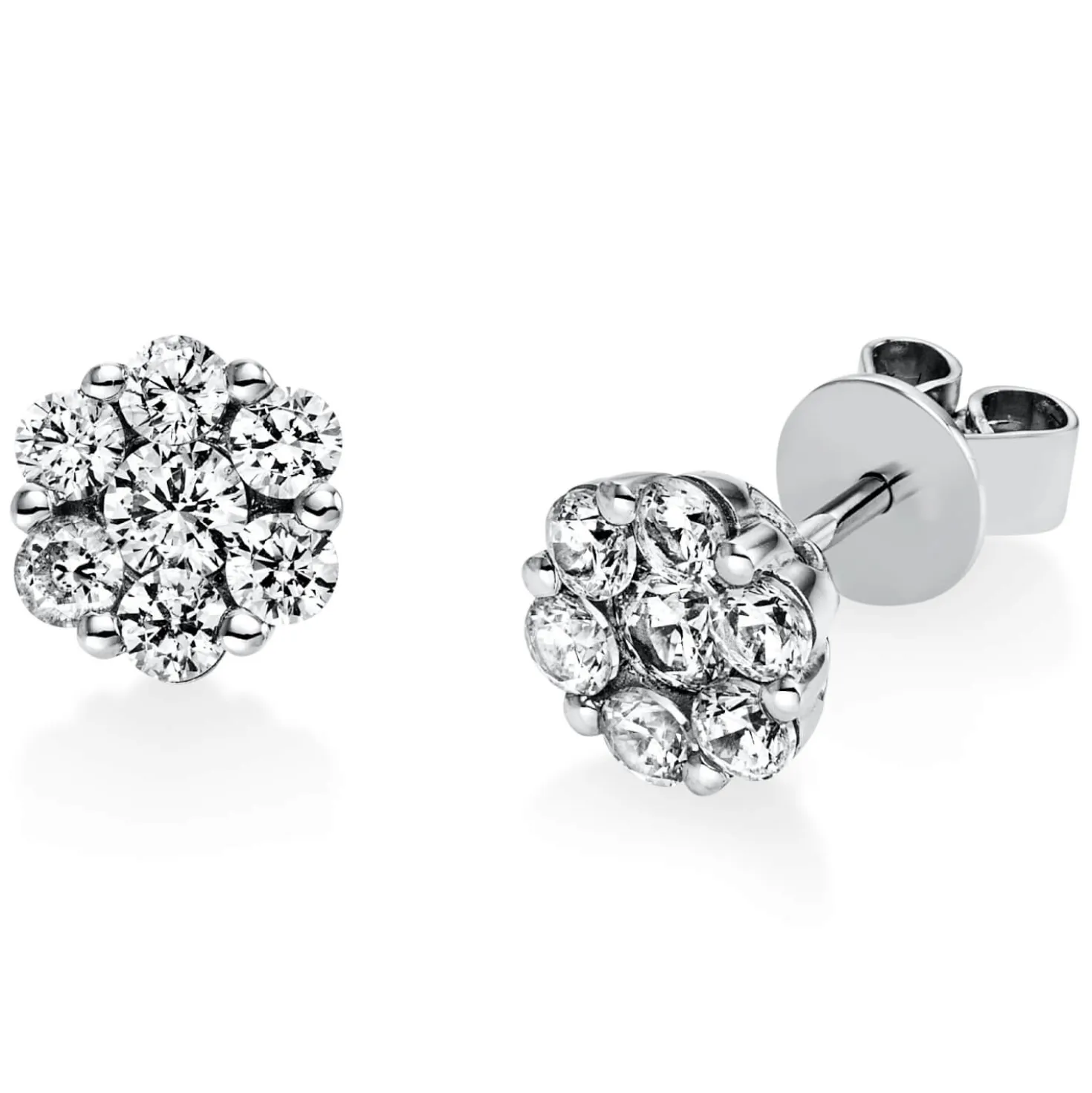 Ohrstecker aus 750 Gold Weißgold 14 Diamanten 1,03ct TW-SI B:7,9mm