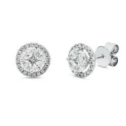 Ohrstecker aus 750 Gold Weißgold 50 Diamanten 0,88ct TW-SI Ø8,5mm