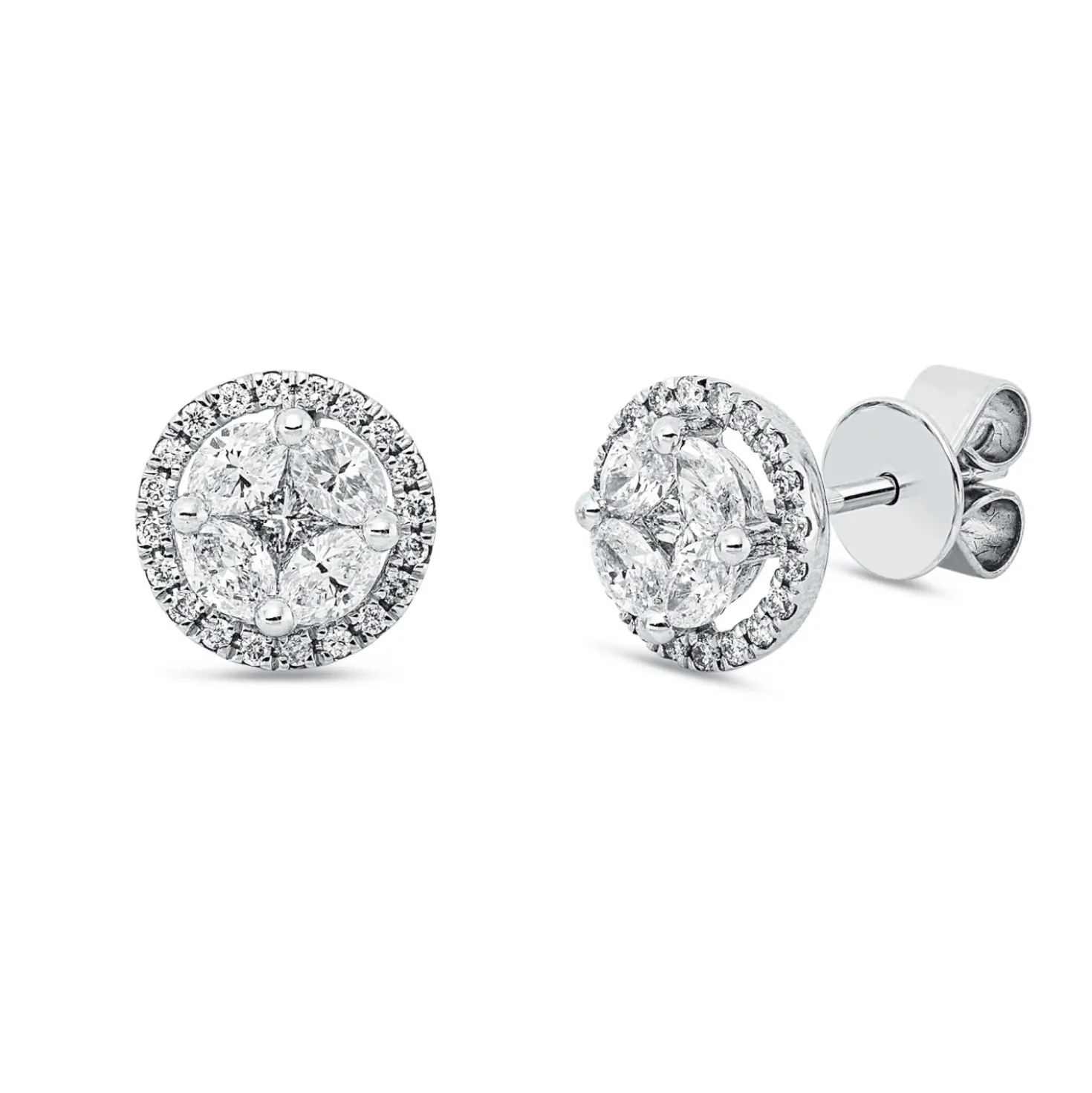 Ohrstecker aus 750 Gold Weißgold 50 Diamanten 0,88ct TW-SI Ø8,5mm