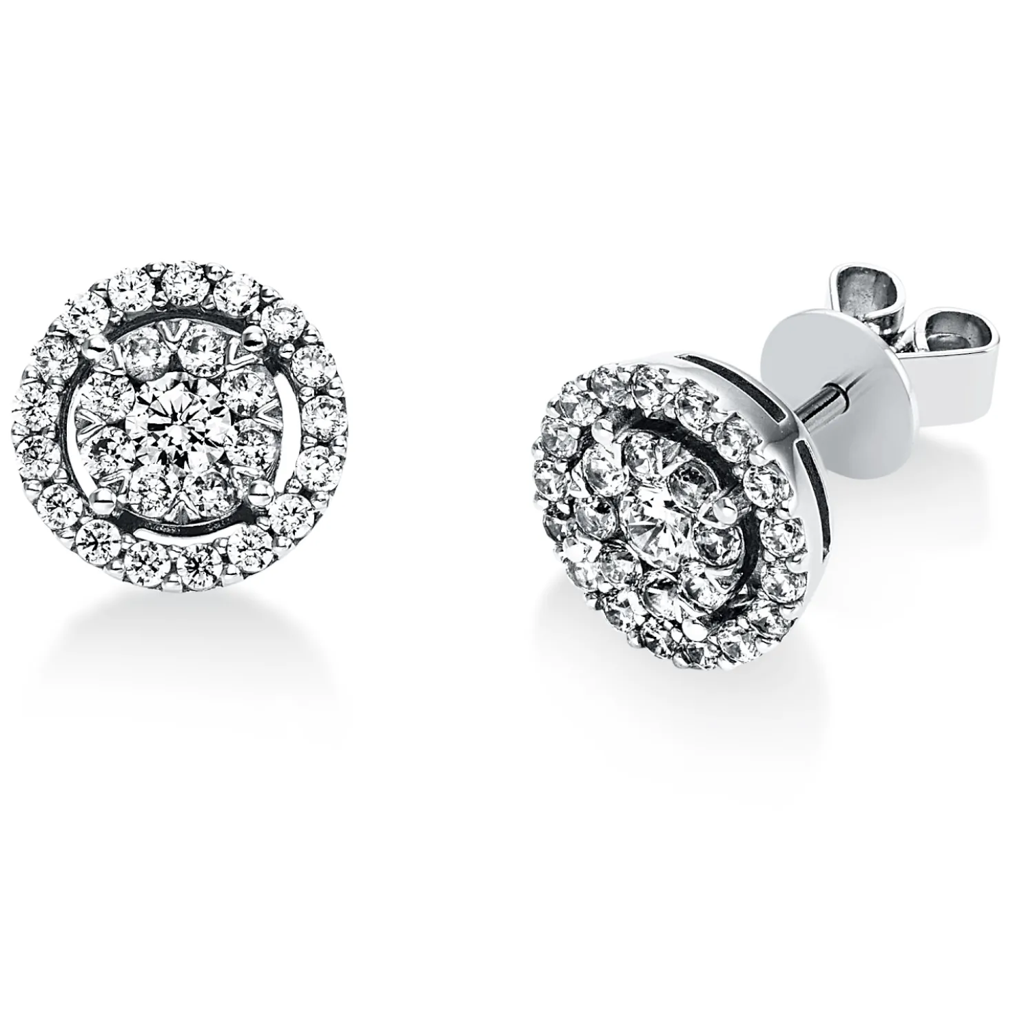 Ohrstecker aus 750 Gold Weißgold 52 Diamanten 0,82ct TW-SI Ø9,3mm