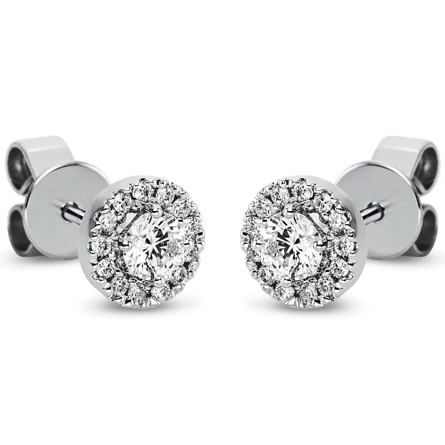 Ohrstecker aus 750 Gold Weißgold 28 Diamanten 0,38ct TW-SI Ø6,2mm 4er-Krappe