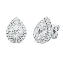 Ohrstecker aus 750 Gold Weißgold 54 Diamanten 1,7ct TW-SI 13,2x10mm