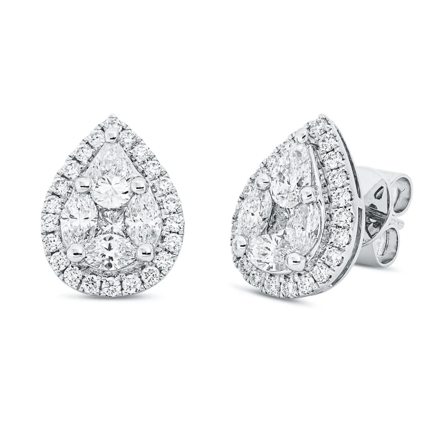 Ohrstecker aus 750 Gold Weißgold 54 Diamanten 1,7ct TW-SI 13,2x10mm