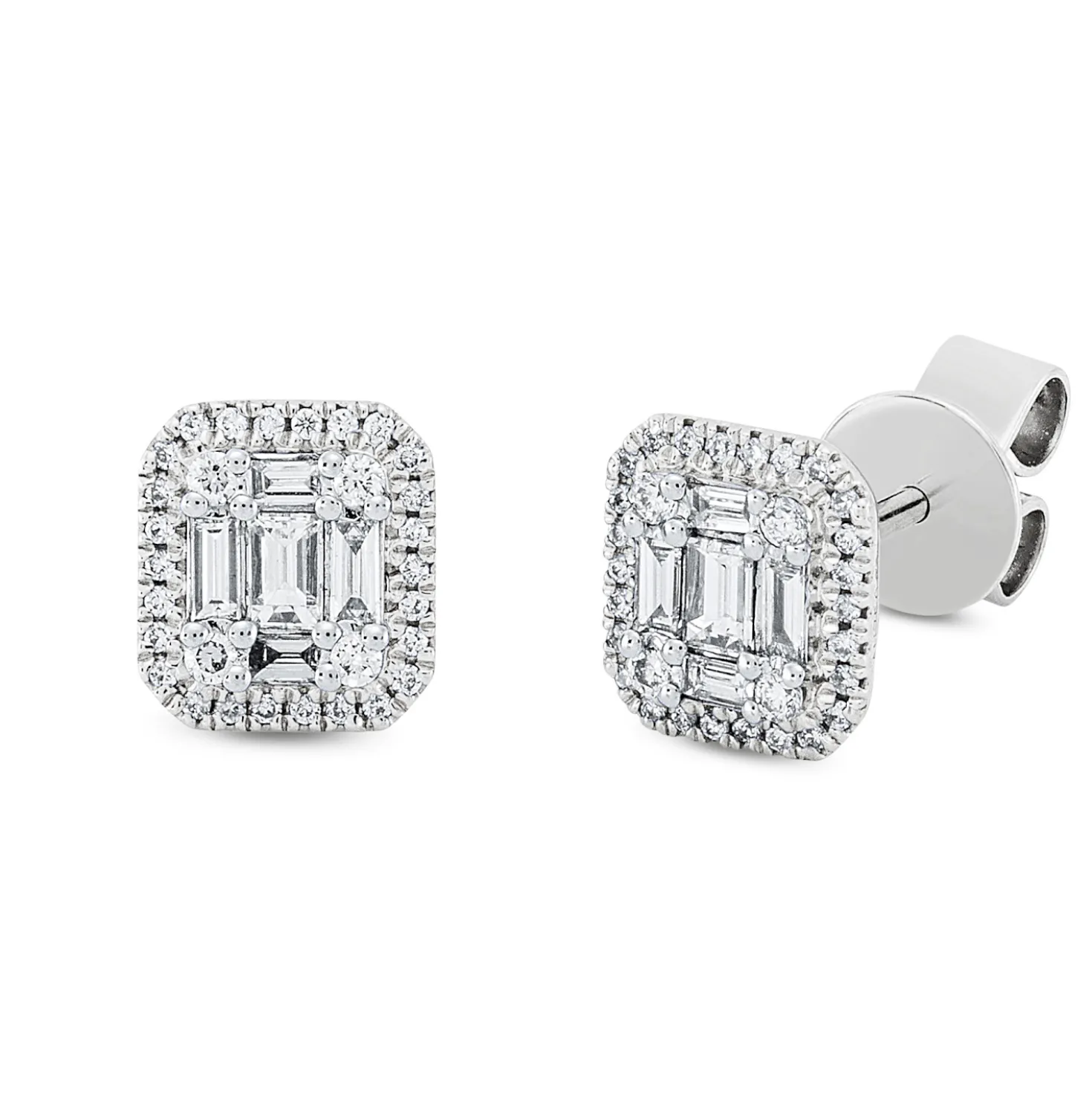 Ohrstecker aus 750 Gold Weißgold 70 Diamanten 0,41ct TW-SI 7,6x6,9mm